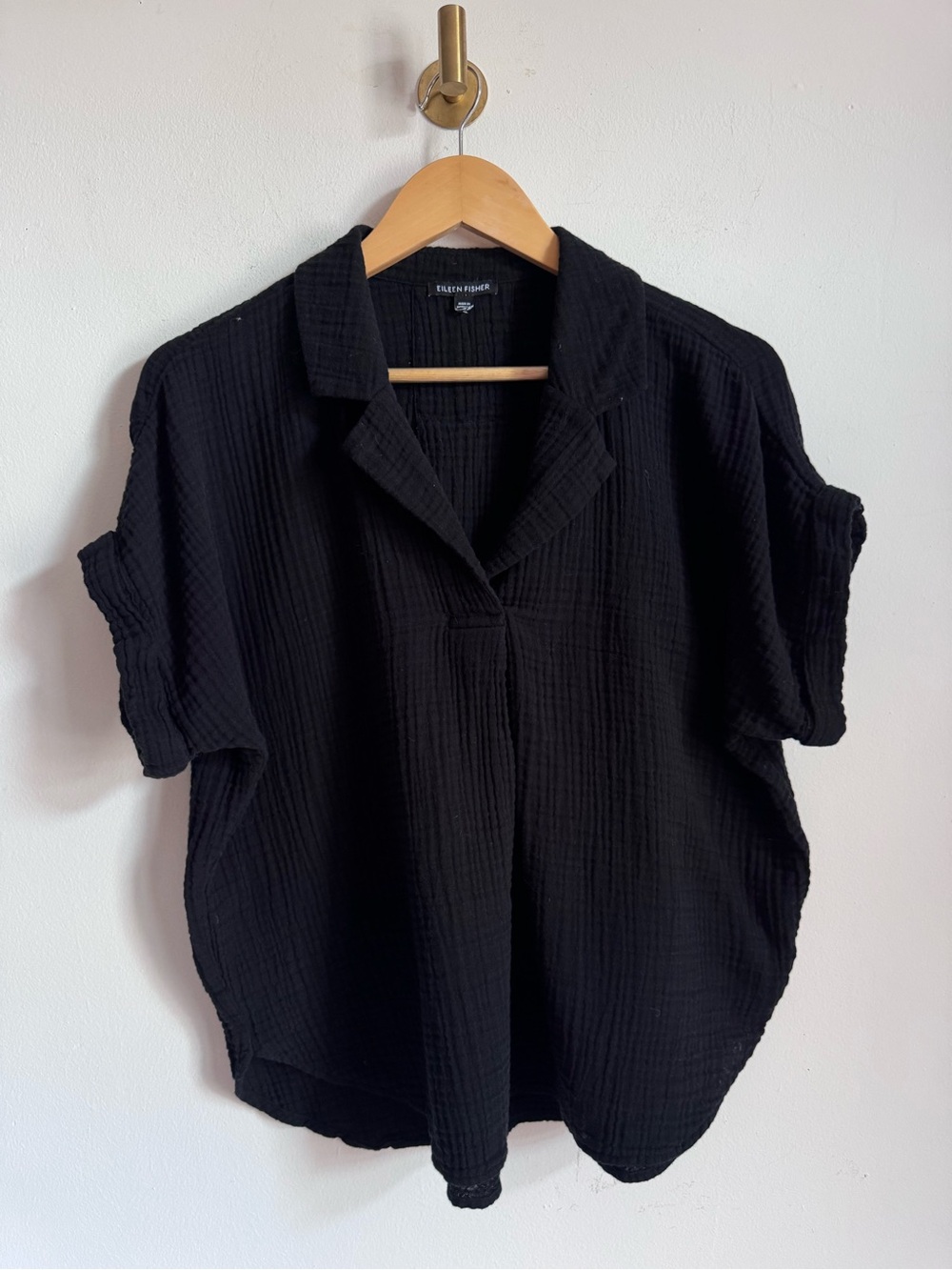 Eileen Fisher Organic Cotton Lofty Gauze Notch Collar Top M $138 - Picture 2 of 6